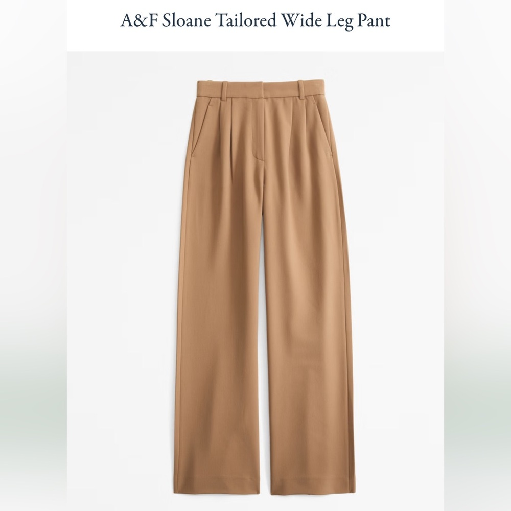 Abercrombie & Fitch Sloane Tailored Wide Leg Pant - Camel Tan